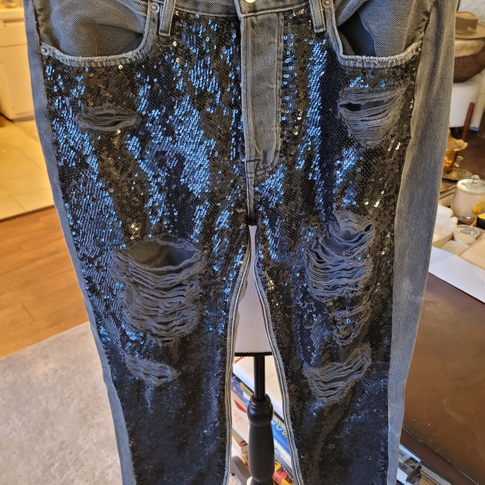 Frame Denim Black Sequin Jeans